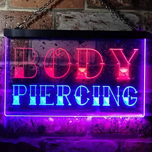 Body Piercing Dual LED Neon Light Sign
